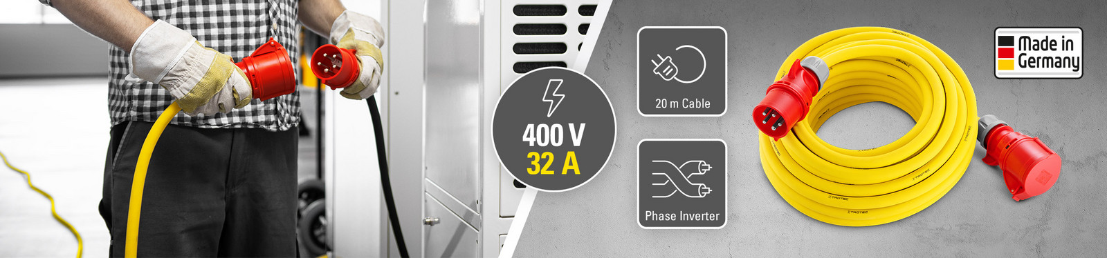 Förlängningskabel för proffs 400 V (32 A) – Made in Germany