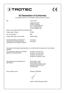 Konformitätserklärung Infrarot Heizstrahler IR 2050 (INT)