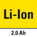 Litium-jon-teknologi med 2 Ah kapacitet