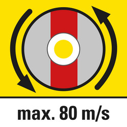 Omfångshastighet max. 80 m/s
