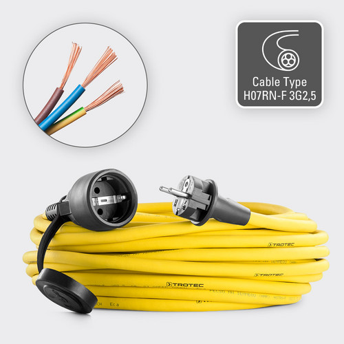 Professionell förlängningskabel - kabeltyp H07RN-F 3G2.5