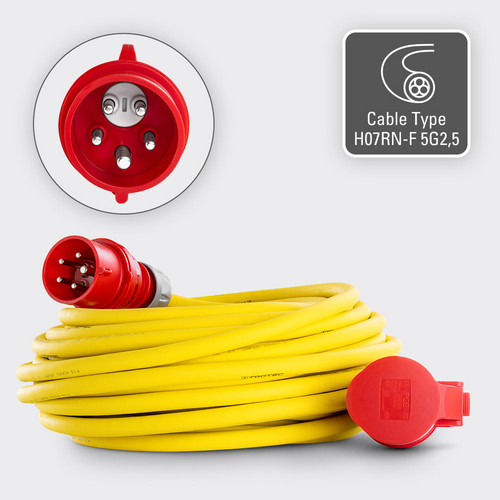 Professionell förlängningskabel - kabeltyp H07RN-F 5G2.5